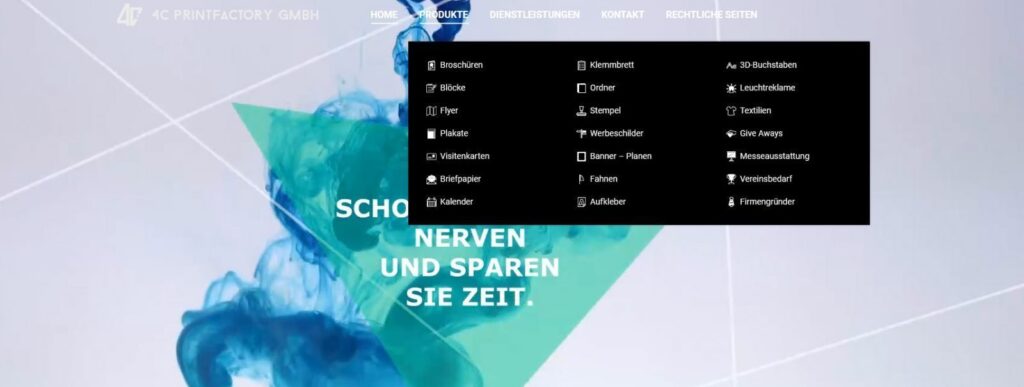 Navigation mit Icons - 4cprintfactory - Webagentur ixtreme