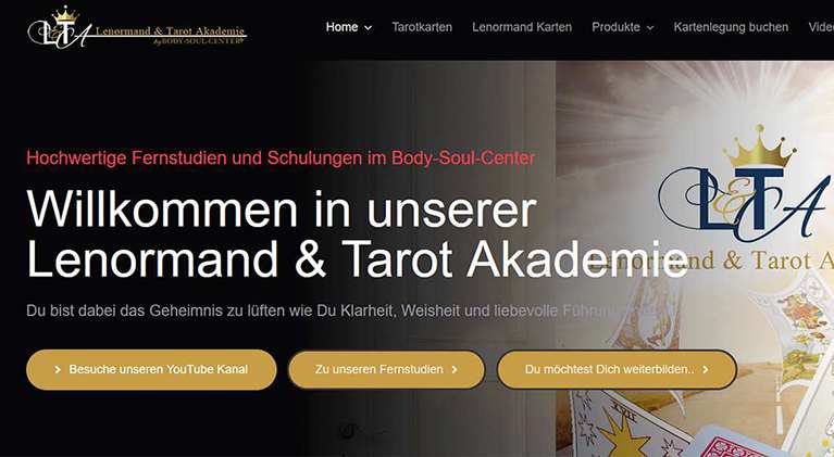 Lenormand und Tarot Kartenlegen Relaunch - Webseite für das Body-Soul-Center-